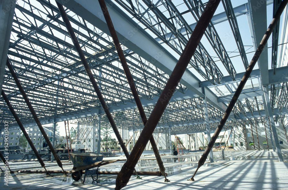 Metal framework at a construction site