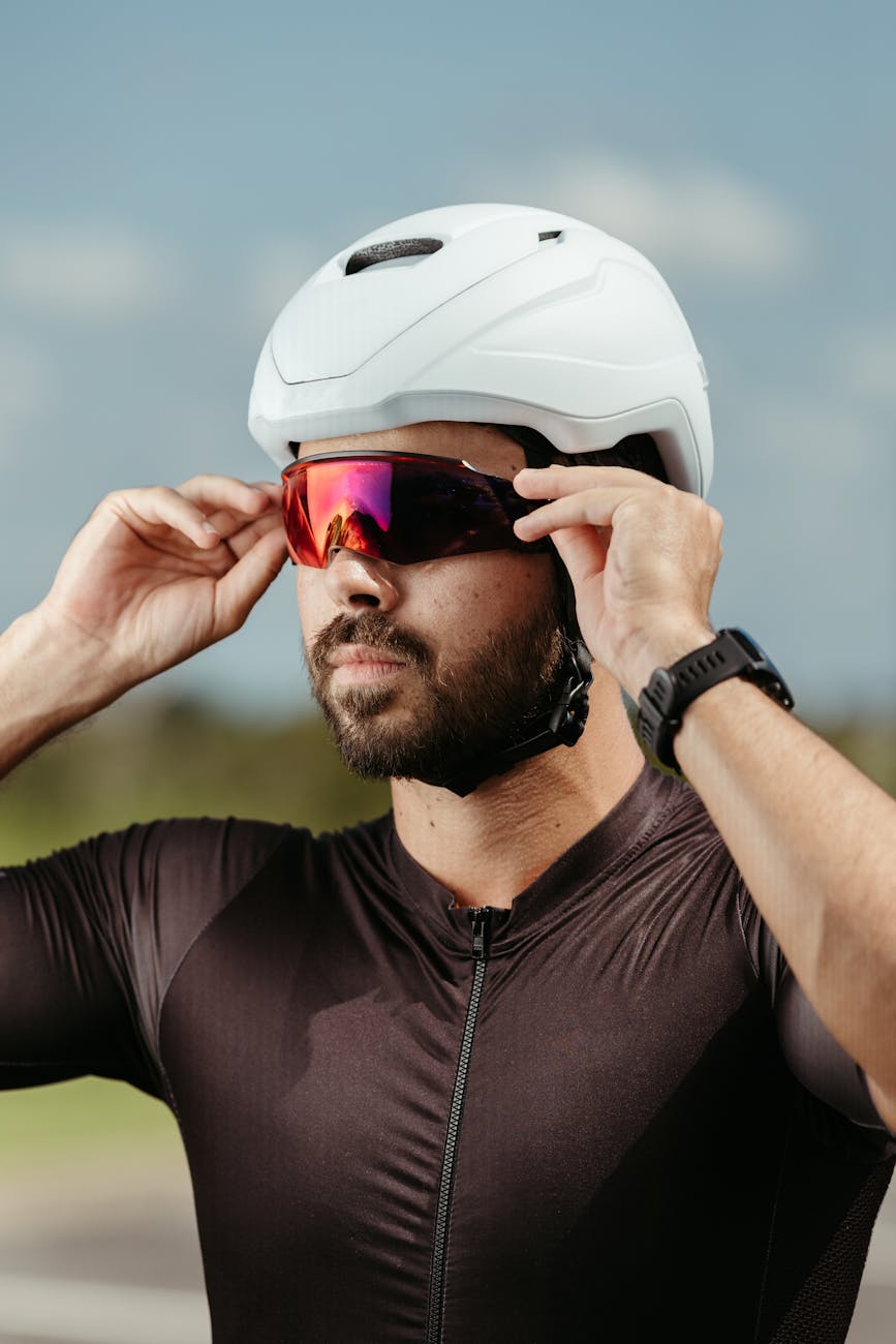 a man wearing a helmet and goggles