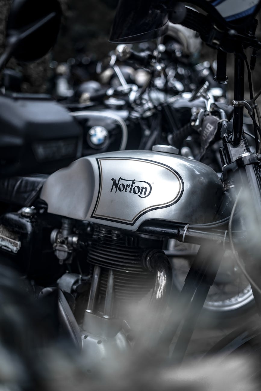 norton brand of a silver motorcycle