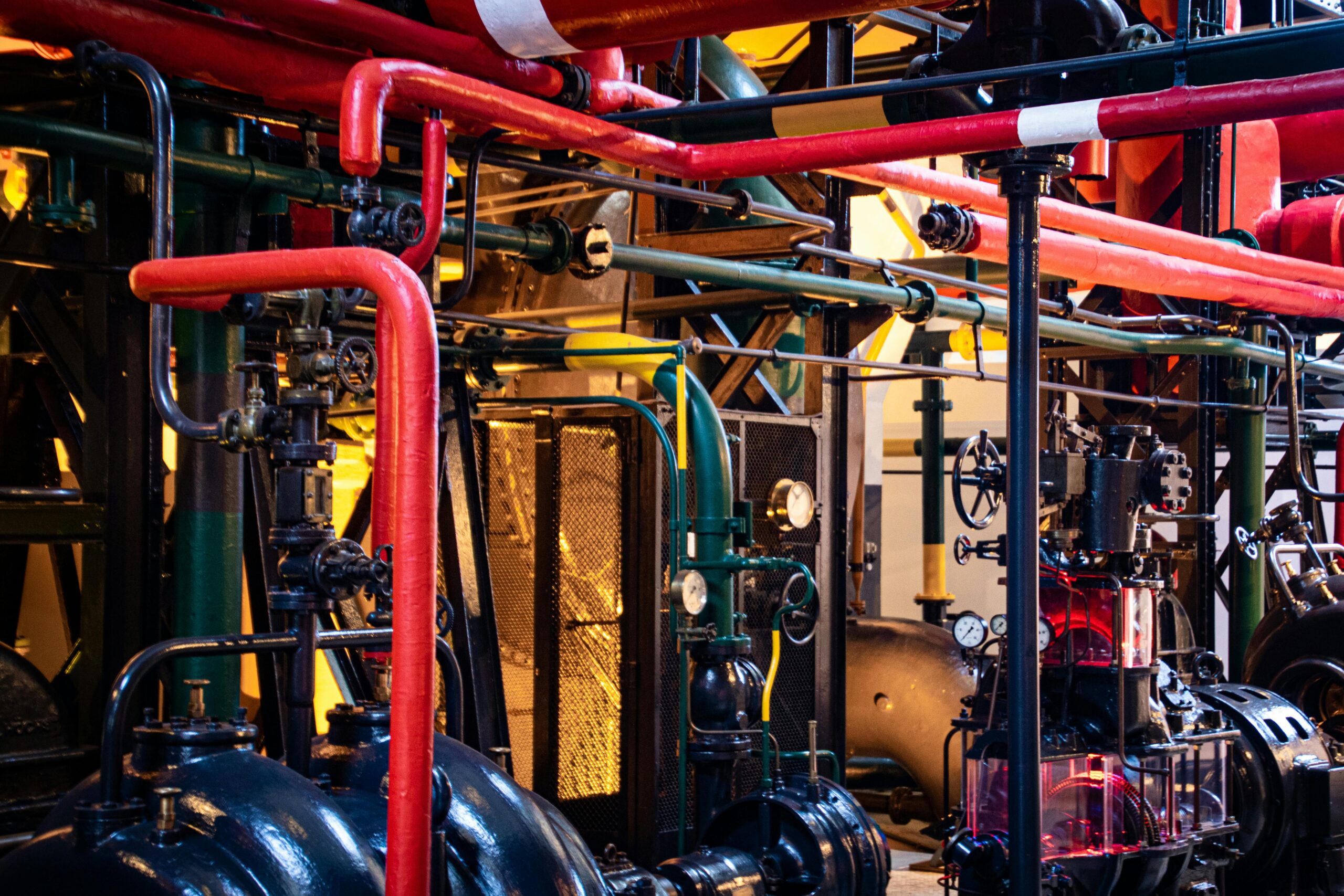 Red and gray industrial machinery