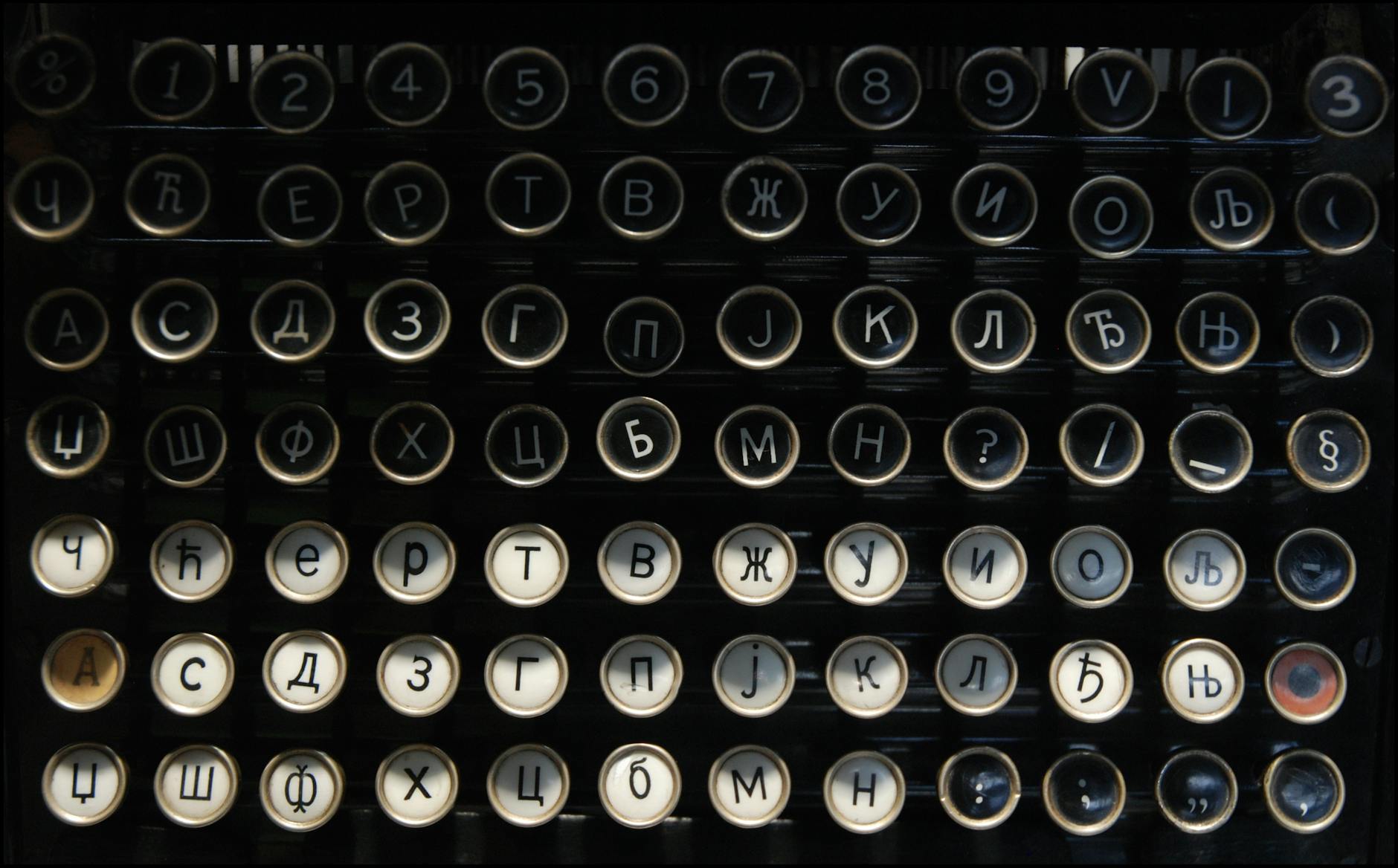 typewriter with cyrillic alphabet